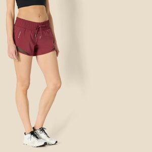 Women's Regular-Fit Athletic Ruched Waistband Woven Running Short